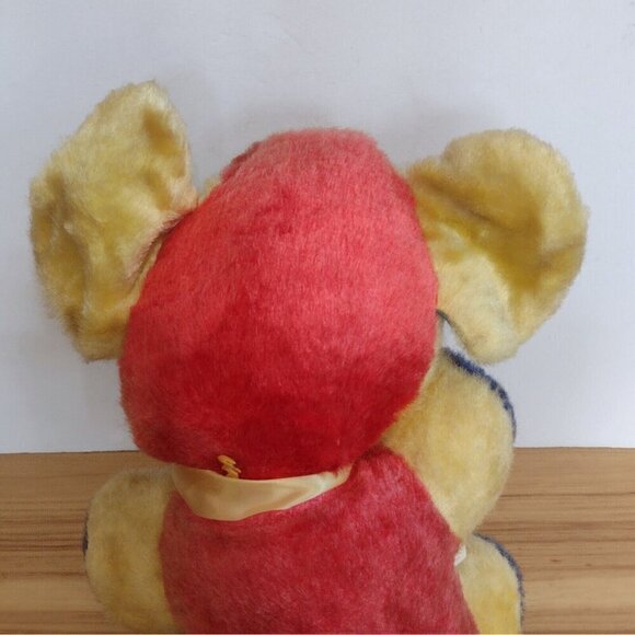 Vintage Superior Toy & Novelty Cellulose Elephant Plush Yellow Red Blue 15" - Picture 5 of 10
